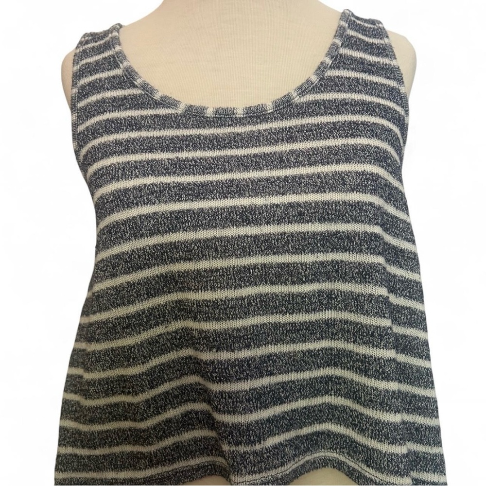 Abercrombie & Fitch Navy and White Striped Tank Top